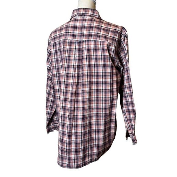 Ki-ko-mo Vintage Women's Plaid Button Top Cotton Blue Orange Red Large - Picture 4 of 11